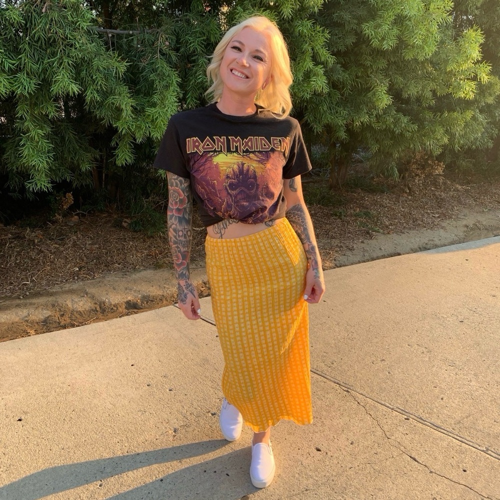 Urban Outfitters Yellow Butterfly Maxi Skirt